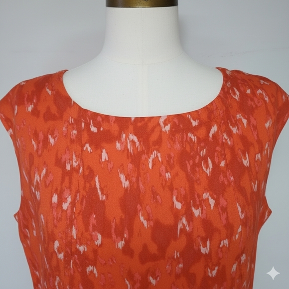 Free People Sze M Dress Mini Sleeveless Open Back Orange Abstract Chiffon Pocket - Picture 6 of 11